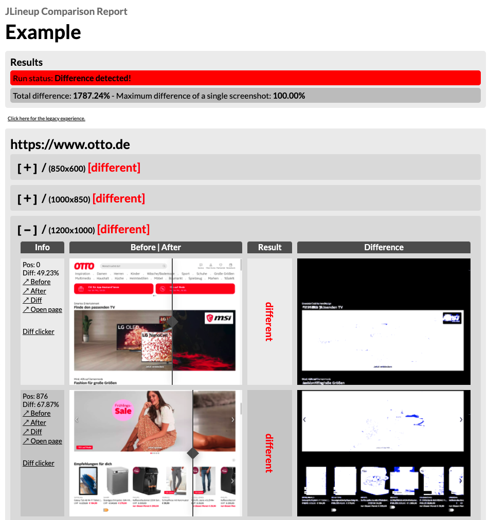 Screenshot of HTML report